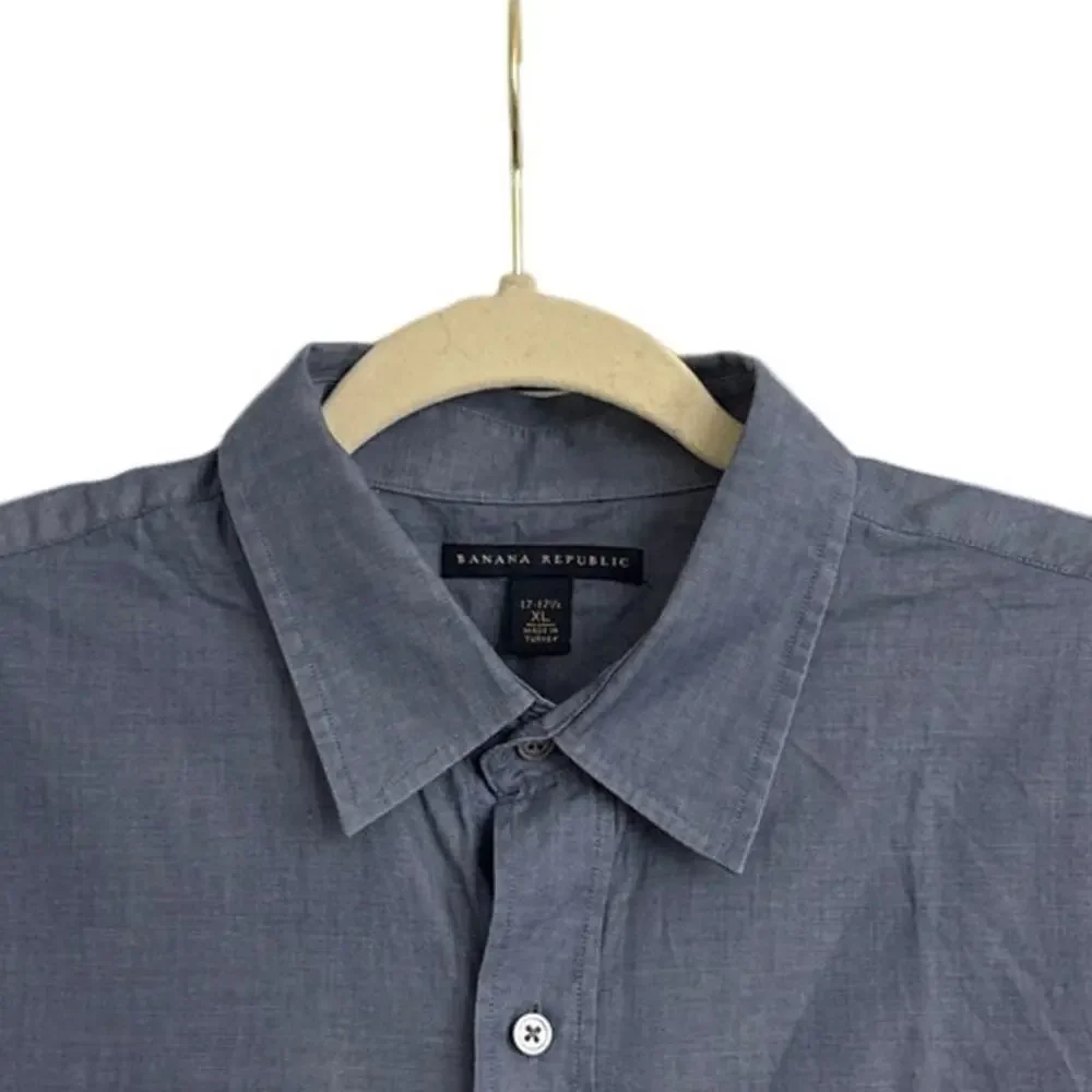 Banana Republic Preppy Casual Professional Blue Button Down Shirt Size Men's XL